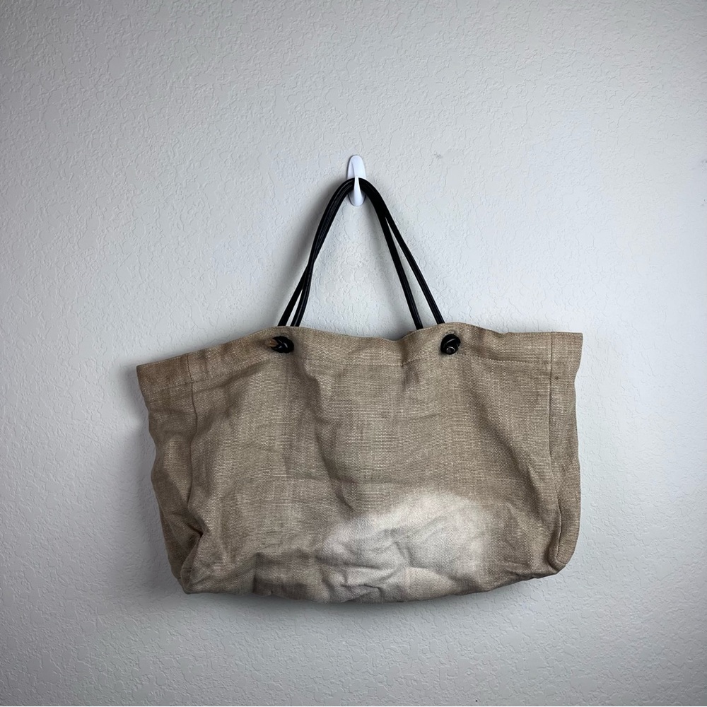 Anine Bing Saffron Large Linen Tote Travel Handbag Purse - Picture 13 of 16